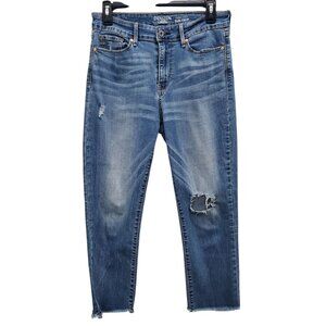 Denizen by Levi's High-Rise Slim Crop Women's Destroyed Fray Hem Denim Capris 27